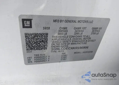 2019 Chevrolet Tahoe Commercial Fleet from USA, damaged, VIN 1GNLCDECXKR196906